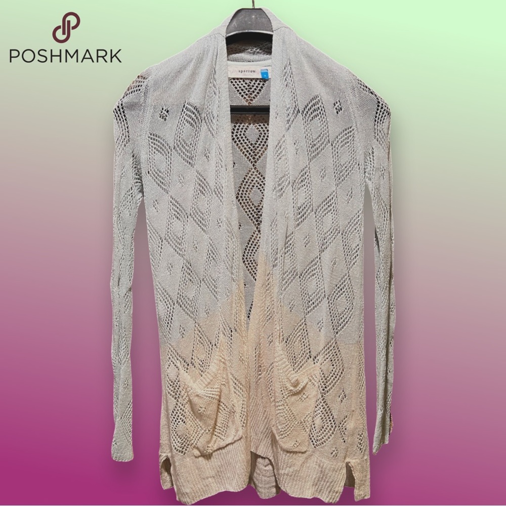 Sparrow (Sm) lightweight crochet cardigan with pockets (Anthropology)